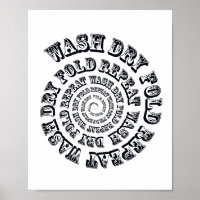 Wash Dry Fold Wiederholung Badezimmer Zeichen