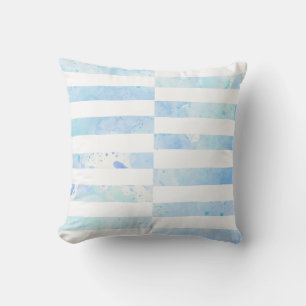 Wash Strip Blue in White Kissen