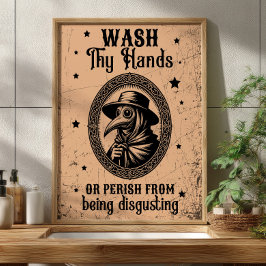 Wash your Hands oder Perish Funny Bathroom Art Poster