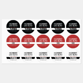 Washable Waterproof Sticker Label Black Red White