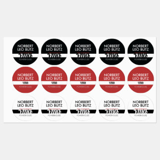 Washable Waterproof Sticker Label Black Red White