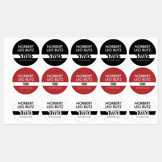 Washable Waterproof Sticker Label Black Red White (Feuille)