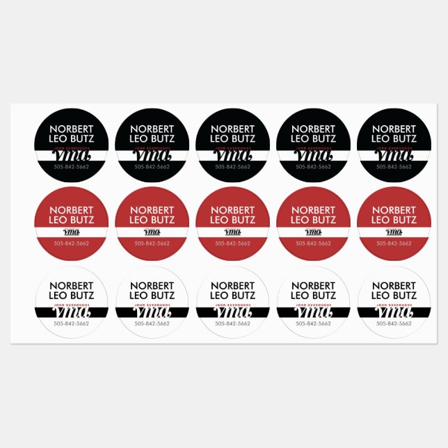 Washable Waterproof Sticker Label Black Red White (Blatt)
