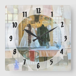 Washday Quadratische Wanduhr