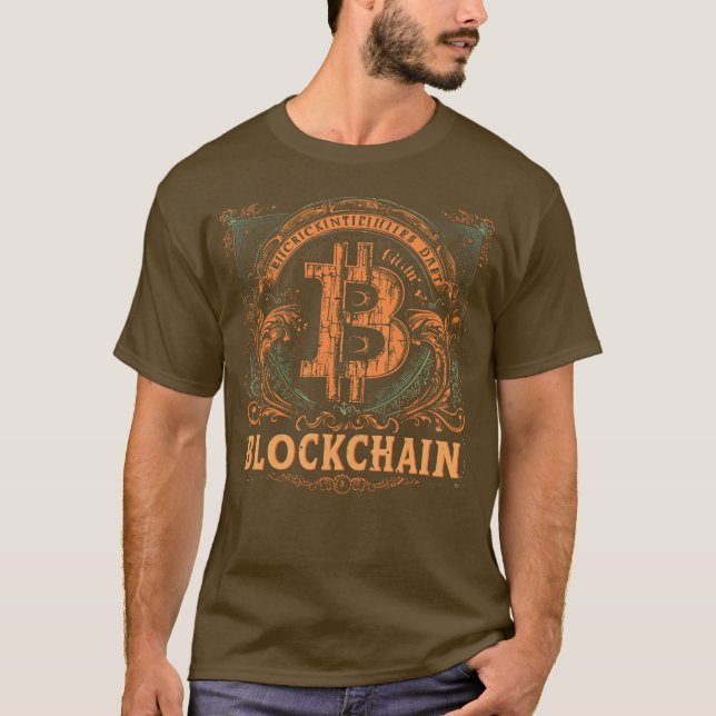 Washed Bitcoin Logo Crypto Blockchain Design T-Shirt (Vorderseite)
