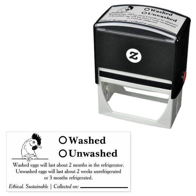 Washed Unwashed Chicken Egg Carton Packaging Permastempel (Beispiel)