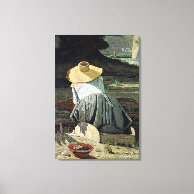 Washerwoman am Fluss, 1860 Leinwanddruck (Vorderseite)
