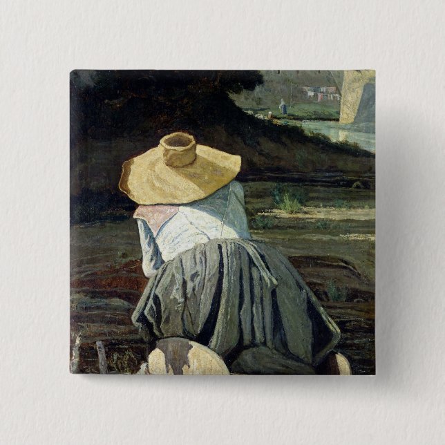 Washerwoman durch den Fluss, 1860 Button (Vorderseite)