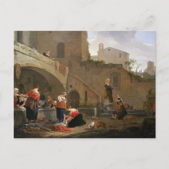 Washerwomen durch einen römischen Brunnen Postkarte (Vorderseite)