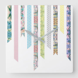Washi Band-Pastelle | DIY u. Band-Streifen des Quadratische Wanduhr