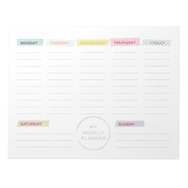 Washi Tape Weekly Planner Notizblock (Vorderseite)
