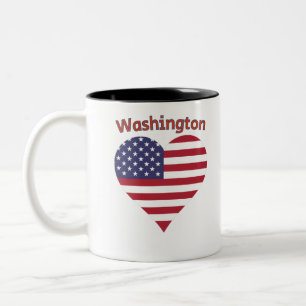 Washington Amerikanische Flagge Herz Zweifarbige Tasse