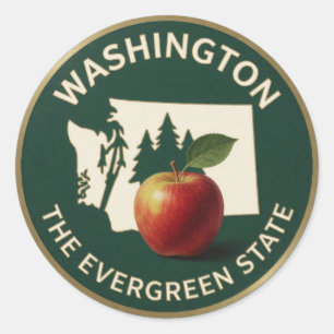 Washington Apfel-Emblem 🍎 Runder Aufkleber