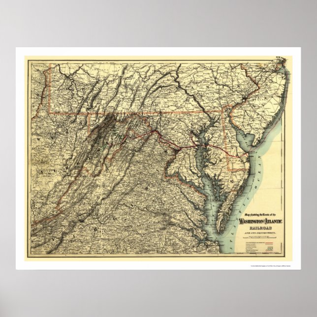 Washington & Atlantic Railroad Map 1883 Poster (Vorne)