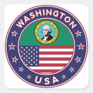 Washington Aufkleber, Handy-Gehäuse, Totbeutel Quadratischer Aufkleber