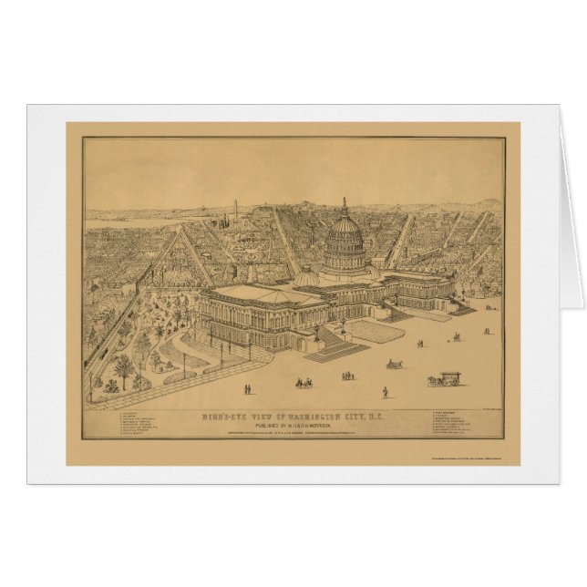 Washington, carte panoramique de C.C - 1872 (Devant horizontal)