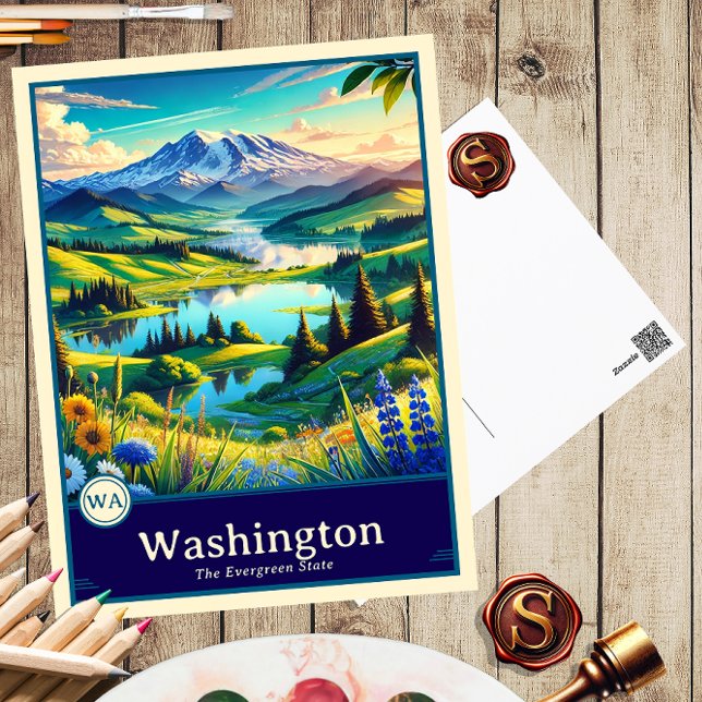 Washington | Carte postale ombragée style Anime (Créateur téléchargé)