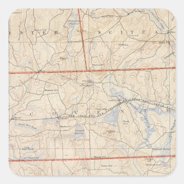 Washington Country, Rhode Island Quadratischer Aufkleber (Vorderseite)