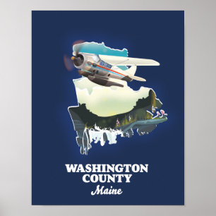 Washington County Maine Karte Poster
