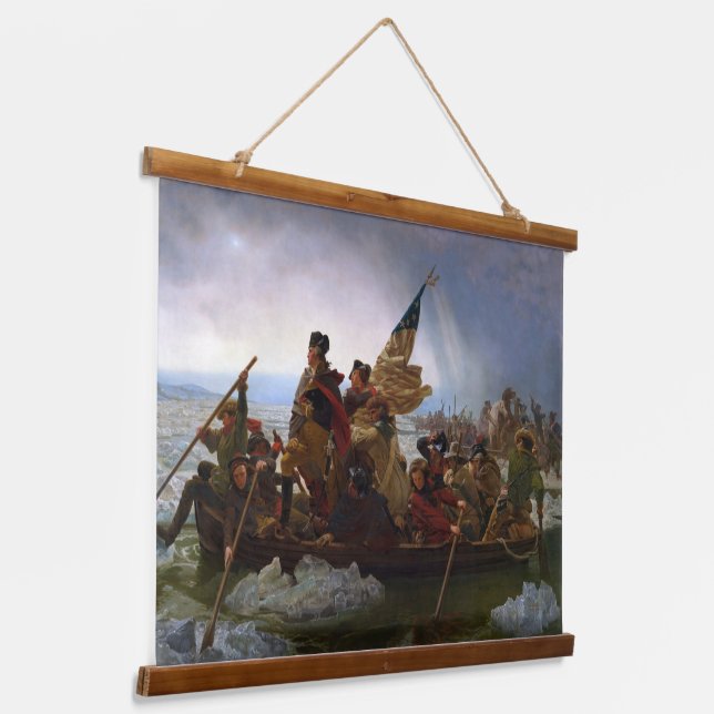 Washington Crossing The Delaware von Emanuel Leutz Wandteppich Mit Holzrahmen (Gewinkelt)