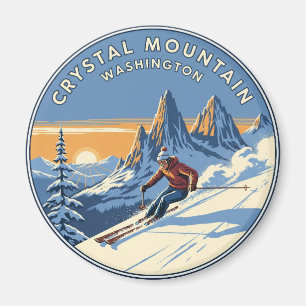 Washington Crystal Mountain Skier Skifahren Magnet