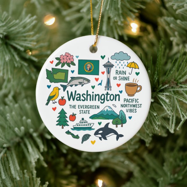 Washington Custom Family Trip Weihnachten Keramik Ornament (Baum)