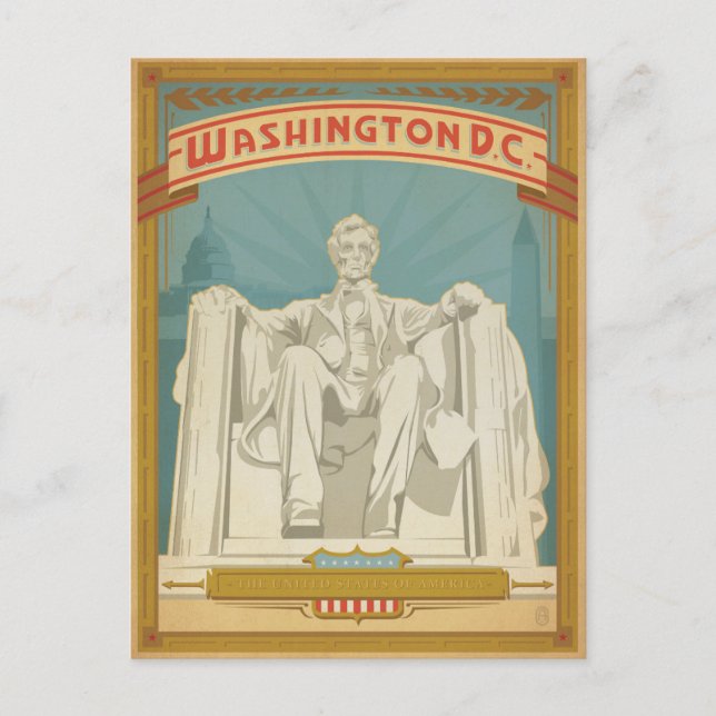 Washington, D.C. - Abe Lincoln Postkarte (Vorderseite)