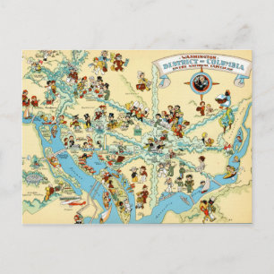 Washington, D.C. Funny VintageMap Postkarte