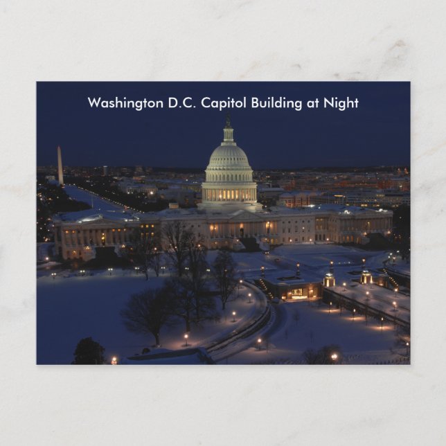 Washington D.C. Hauptstadt Gebäude in Winternacht Postkarte (Vorderseite)