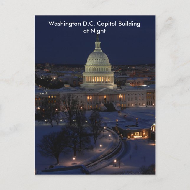 Washington D.C. Hauptstadt Gebäude in Winternacht Postkarte (Vorderseite)