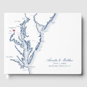 Washington D.C. Karte Elegant Navy Blue Wedding Gästebuch