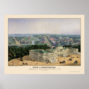Washington, D.C. Panorama Karte - 1852 Poster