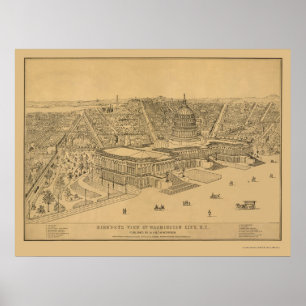 Washington, D.C. Panorama Karte - 1872 Poster