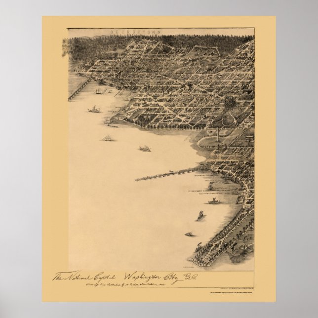 Washington, D.C. Panorama Karte - 1883 Poster (Vorne)
