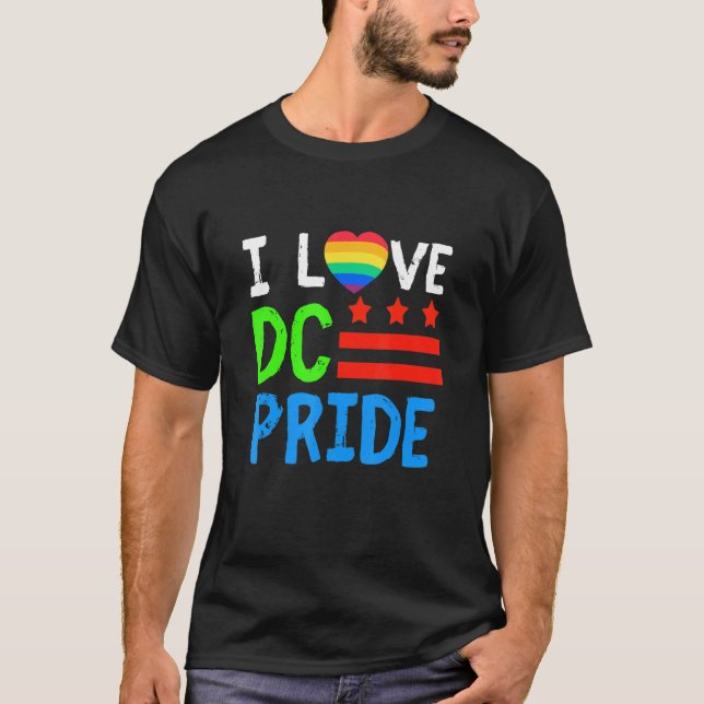 Washington D C Pride Month Rainbow Heart Gay and L T-Shirt (Vorderseite)