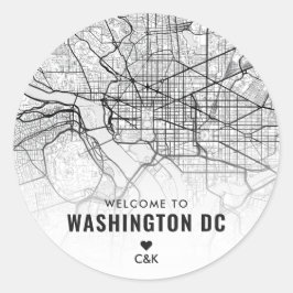 Washington, D.C. Stadtplan | Begrüßung Runder Aufkleber
