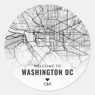 Washington, D.C. Stadtplan Begrüßung Runder Aufkleber