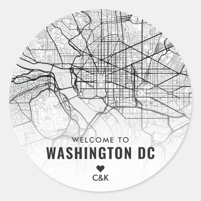 Washington, D.C. Stadtplan | Begrüßung Runder Aufkleber (Vorderseite)