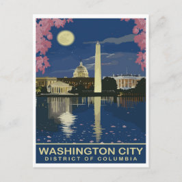 Washington D.C., Wasserspiegelung nach Nacht, Reis Postkarte