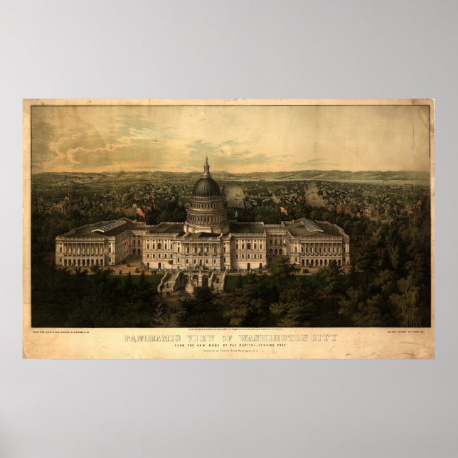 Washington DC 1857 Antike Panoramakarte Poster (Vorne)