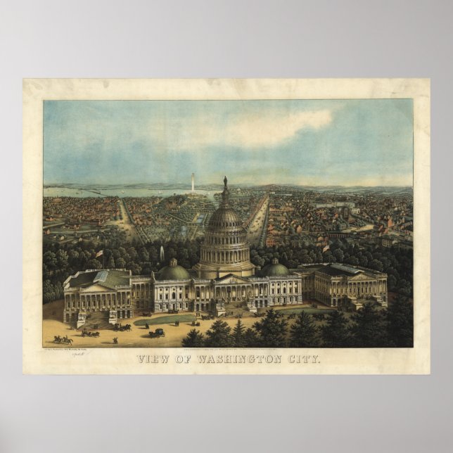 Washington DC 1871 Antike Panoramakarte Poster (Vorne)