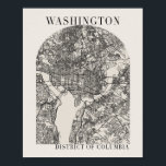Washington DC Boho Arch Beige Street Map Poster<br><div class="desc">Washington DC Boho Minimal Arch Full Beige Color Street Map</div>