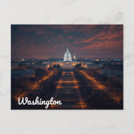 Washington DC Capitol Building Night Postkarte