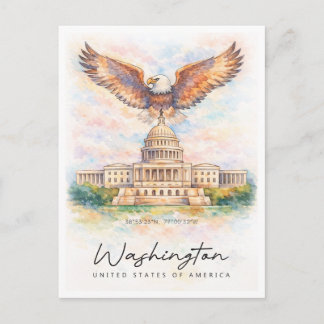 Washington DC Capitol Hill Watercolor | USA Feiertagspostkarte