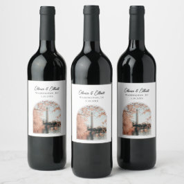 Washington DC Cherry Blossom Wedding Wine Label Weinetikett