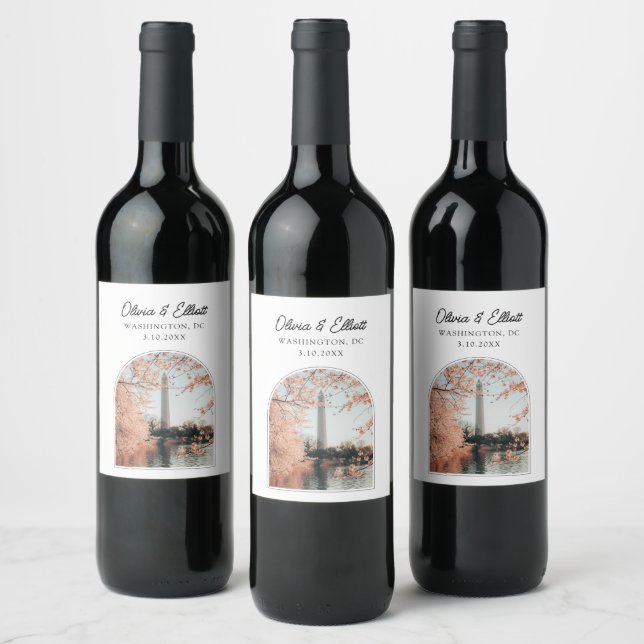 Washington DC Cherry Blossom Wedding Wine Label Weinetikett (Flaschen)