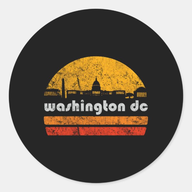 Washington Dc City Skyline Weathered Runder Aufkleber (Vorderseite)