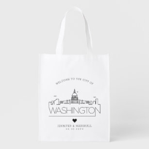 Washington DC, das   stilisierte Skyline Wedding Wiederverwendbare Einkaufstasche