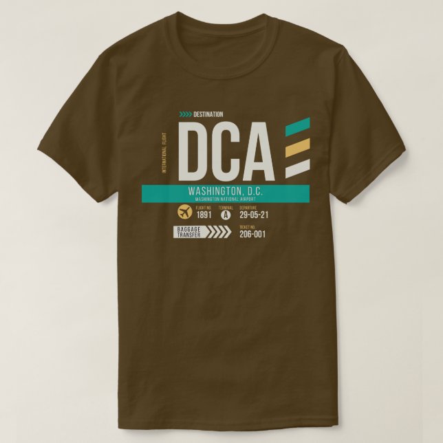 Washington DC DCA Flughafen-Code Gepäckanhänger T-Shirt (Design vorne)