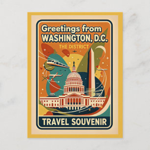 Washington DC District im Vintage-Stil Postkarte